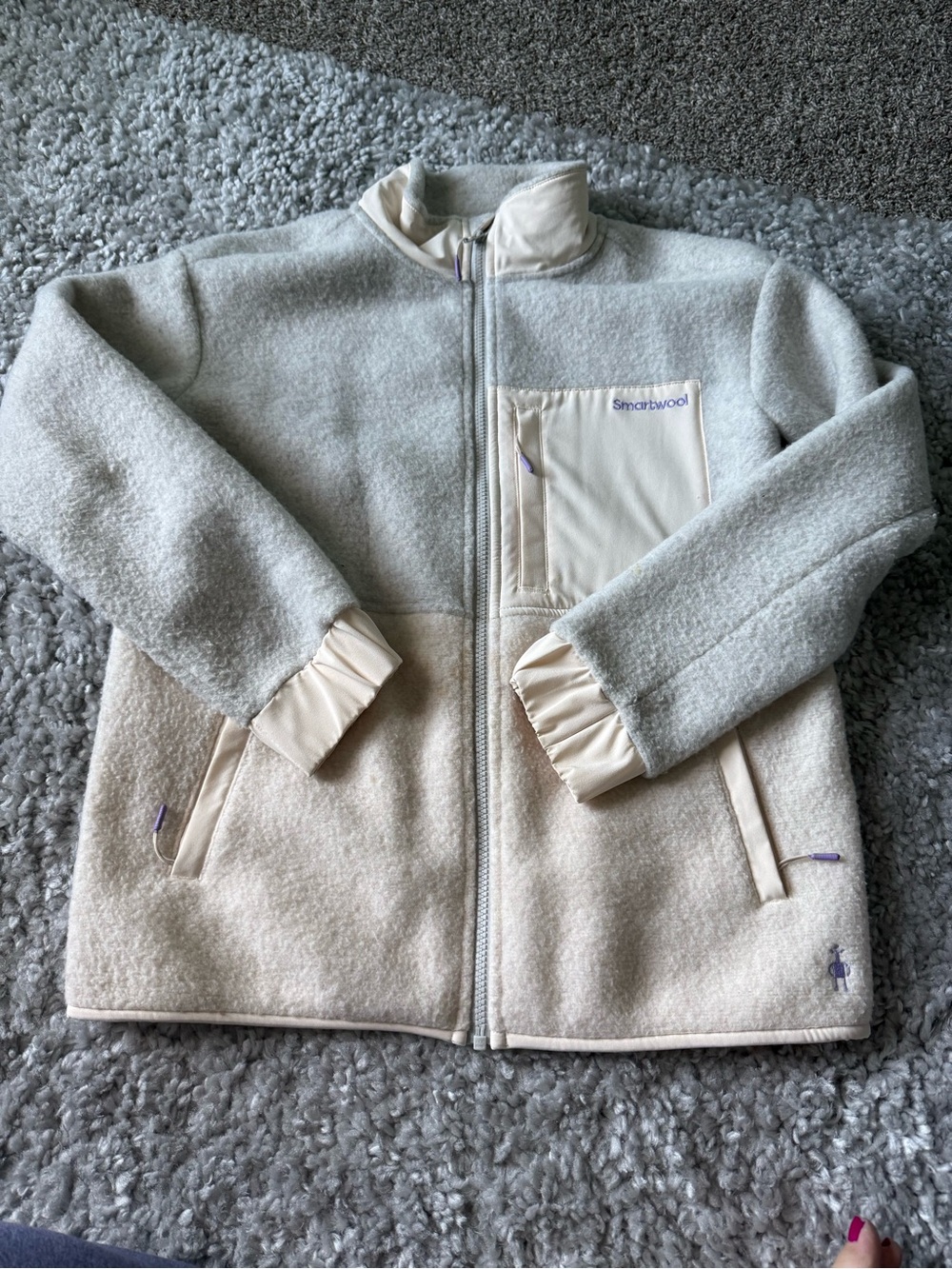 Smartwool Two-Tone Gray and Cream Women's Fleece Zip Jacket